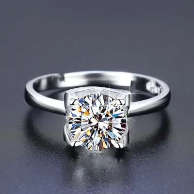 1 Ct High-end Looking Silver, Diamond and Alloy Engagement Ring Plated Cubic Zirconia for Women