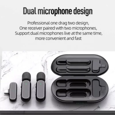 Newly Portable Mini Lavaliere Mic Wireless Dual Lapel Lavalier Microphone with Charging Case For phones Camera Live Streaming