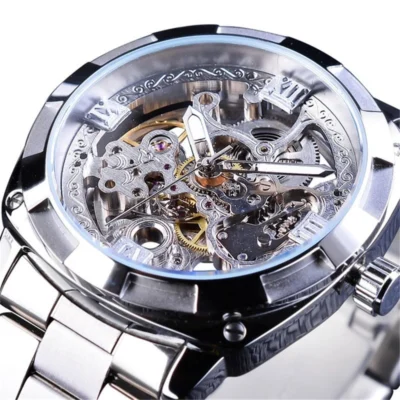 automatic watches men  Fashion  Mechanical Steampunk  Dress Men Watch Top Brand Luxury Stainless Steel Automatic Skeleton Watch