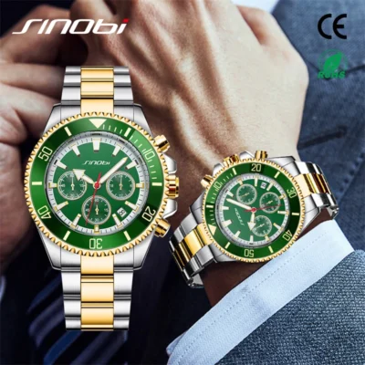 Sinobi S9863G Luxury Watch Stainless Steel Waterproof Watch For Sports Watch Men Quartz Wristwatch montre homme