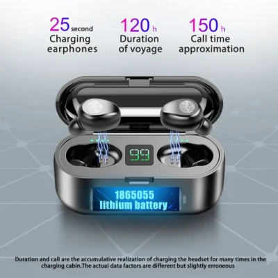 2024 Hot selling F9-34 Wireless Earphone TWS Earbuds F9 2000mAh Battery LCD Display Headset With Power Bank