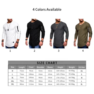 Fashion Men's Blank Round Neck Pleated Long Sleeves T-shirts Fitness Muscle Bodybuilding Gym Clothing Workout T Shirts