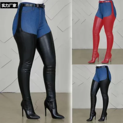 New fall winter sexy womens boot pointed side zipper thick heel heels shoes plus size over the knee thigh high boots