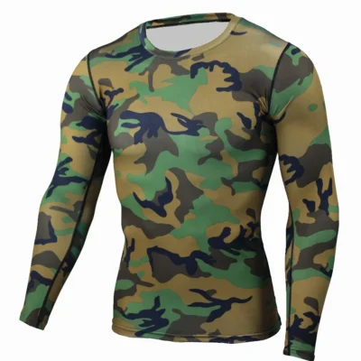 Wholesale camouflage sublimation print Anti Uv Quick Dry Mens Long Sleeve Compression T Shirt